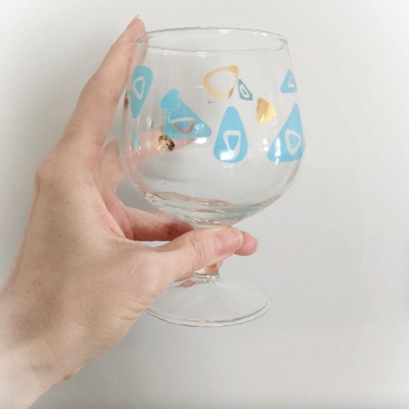 Vintage MCM Goblet: Turquoise & Gold Atomic Design - Picture 4 of 4